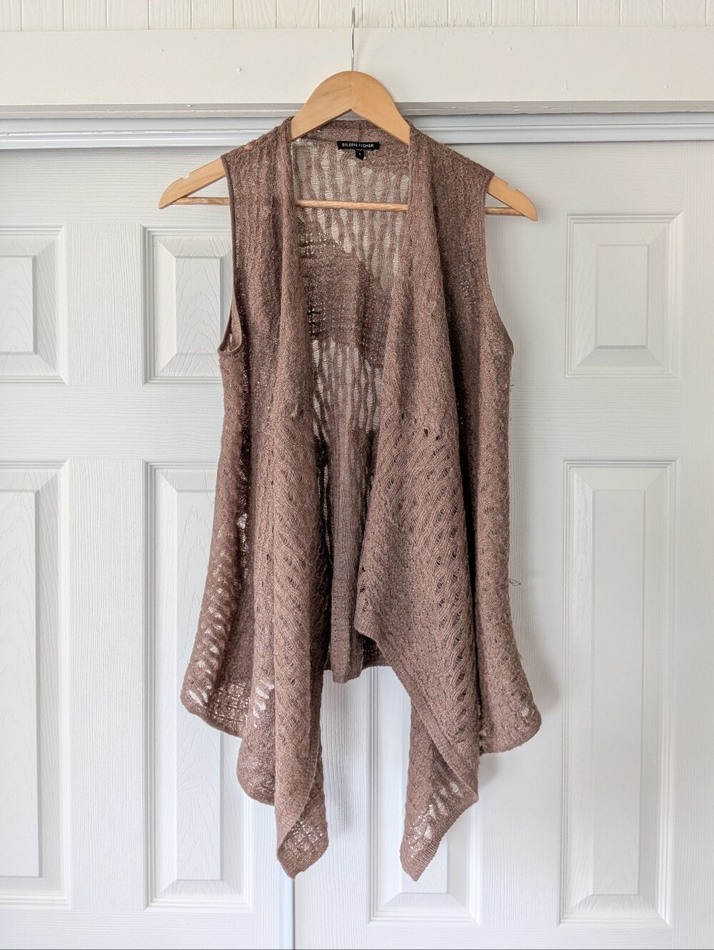 Eileen Fisher Baby Alpaca Open Front Vest Fall Boho Layering Lagenlook Small